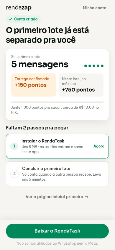 RendaZap 准备任务界面